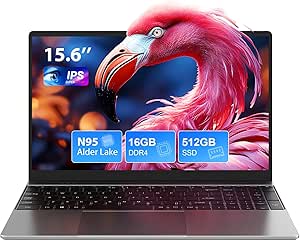 PC Portatile 15.6 Pollici 16GB DDR4 512GB SSD, Win 11 Notebook con Quad Core N95(Fino a 3,4 GHz), 1920 * 1080 IPS FHD Portatile Laptop con WiFi 5, HDMI, 2*USB-3.0, Type-C, Mouse Inclusi
